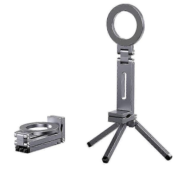(Grå) Magnetisk telefonstativ for iPhone, magnetisk lommestativ i aluminium