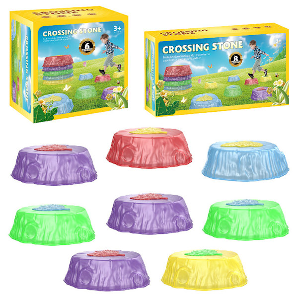 Stepping Stones for Kids - Sklisikre Sansestimulerende Stepping Stones, Interaktive Hage Steiner, Sklisikre Balanserende Elvesteiner, Fremmer Koordinasjon for Barn A