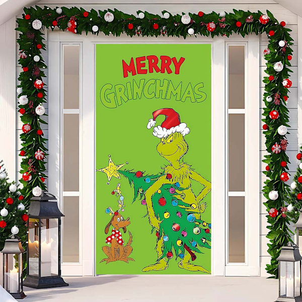 Jul Dörrömslag God Jul Grinchmas Font Veranda Skylt Vinter Nyår Jul Jul Dekorationer och Tillbehör för Hemfest
