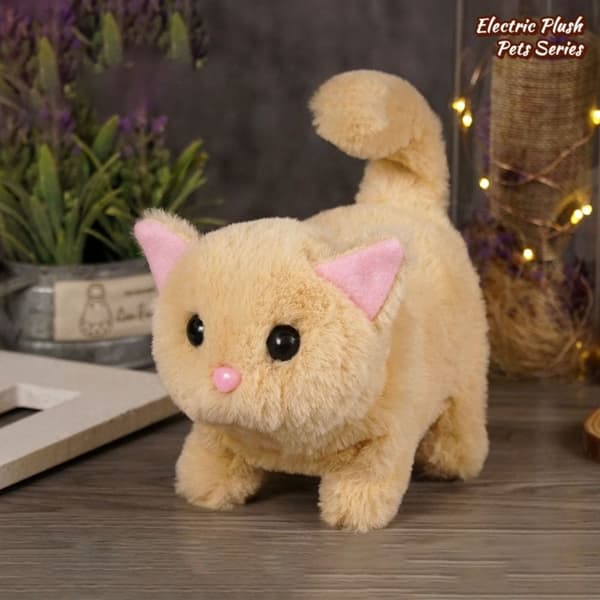 Interactive Robot Kitten Plush Toy - Waving, Walking Electric Pet for Endless Fun A-Pink