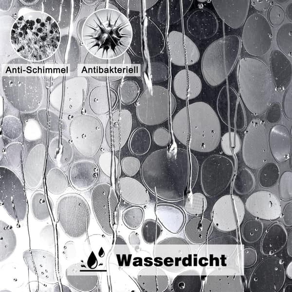 Lollanda Vattentätt Duschdraperi med Bottenmagnet och Vikt, Transparent Duschdraperi med Stenmönster 180×180 cm