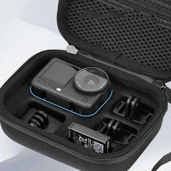 Nylon opbevaringsetui håndholdt taske kompatibel med DJI Osmo Action 6 formstøbt, stødabsorberende