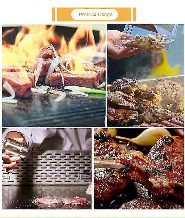 Stegeplade tilbehørssæt Professionel grillspartel skraber vender rustfrit stål flad top køkkentilbehør stegt bøf 2025