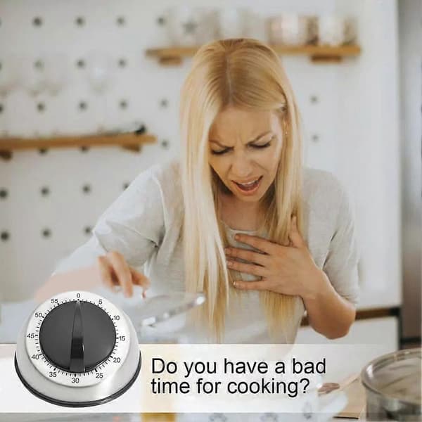 Rundt mekanisk timer i rustfrit stål