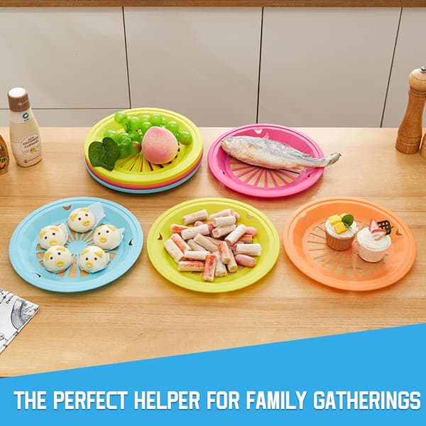 Reusable Plastic Plate Holders, 10 Inch, Heavy Duty with Snap Grooves, Dishwasher Safe (5 Pcs)