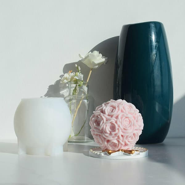 Rosekugle Silikoneform 3D Blomsterlysform Non-stick Nem at afmontere til DIY Lys Gips Kage Fondant Chokolade