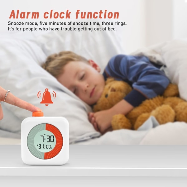 Digital visuell timer, barnens tidstimer med nedräkning, larm, klocka, 60 minuters stoppur, kökstimer för matlagning, barn och vuxna - vit