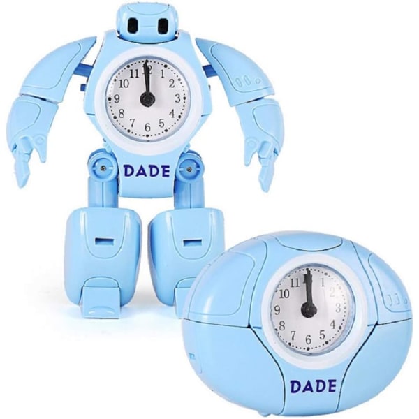 Barnerobot vekkerklokke, barnerobot leker transformerende robot, barnerobot leker transformerende robot skrivebordsklokke kreativ tegneserie student skrivebordsklokke