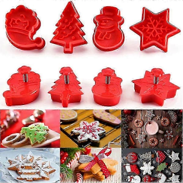 Sett med 4 kjøkkenredskaper for å kutte julekakefondantkjeks