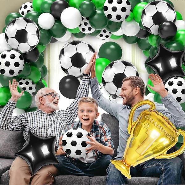 Mesterskapsfotballfestdekor med troféballonger og girlander