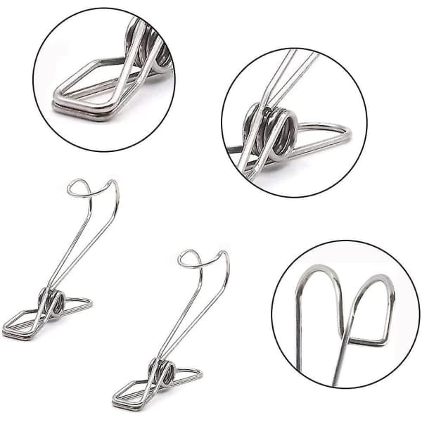 24 stk. klesklyper i rustfritt stål, metallklesklyper, klesklyper i rustfritt stål