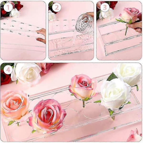 Rektangulär transparent akrylvase med lock med ljus 12 hål Morderna blomvaser Låg skrivbords- och heminredning