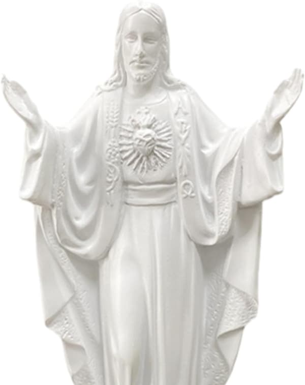 White Jesus Statue - Religious Figure Sculpture for Home Altar Decor, Catholic Gift, Christian Table Art