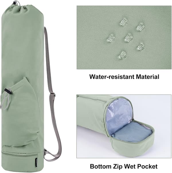 Yoga Mat Bag Large with Adjustable Shoulder Strap Pilates Bag with Bottle Holder and Moisture-Proof Compartment