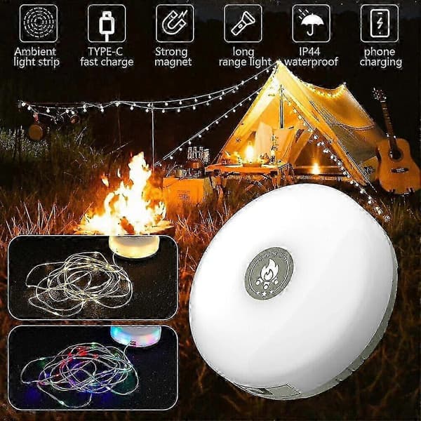 Camping lyskæde USB genopladelig LED teltlys havelamper belysning