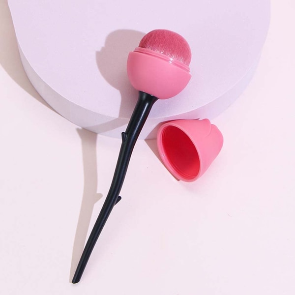 Pro Enchanted Rose Flower Makeup Brushes, Meikkisiveltimet meikkivoiteelle, 2 kpl Pinkki Meikkivoide- ja Puuterisiveltimien Sarja