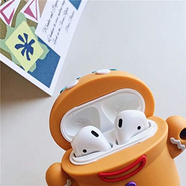 Tegneserieetui for Airpods 2. og 1. generasjon, 3D-animasjonsfigurdesign Silikonetui Beskyttende støtsikre deksler med nøkkelring for Airpods-ørepropper