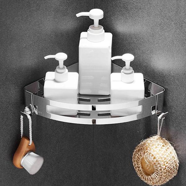 Bad Hylle Veggmontert 304 Rustfritt Stål Fri Punching Bad Hylle Bad Veggmontert Vanity Oppbevaringshylle Bad Trekantkurv
