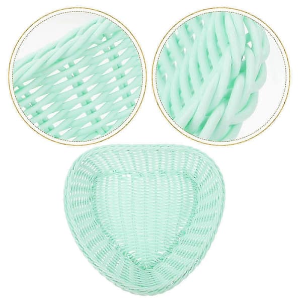 Hjärtformad PP-förvaringskorg, vävd design, grön, för hemorganisation, 1-pack
