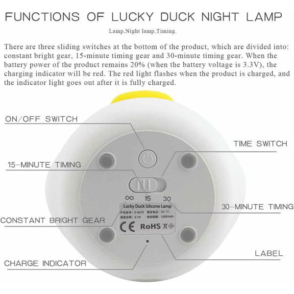 Kannettava yövalo lastenhuoneeseen, LED-ladattavat pehmeät yövalot vauvanhuoneeseen ja taaperolle, useita värejä silikoninen yövalo, Kawaii-ankkalamppu