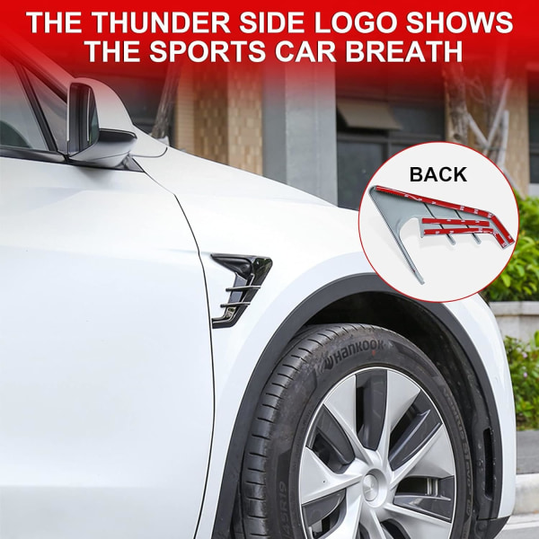 Deksel for luftinntak i bil, deksel for sidevingepanel, beskyttelsesramme for sidemarkører, eksteriørtilbehør, Tesla Model 3&Y, matt karbonfiber