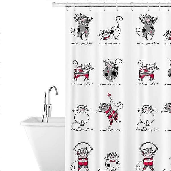 2026 Morsom dusjforheng i polyester, muggbestandig, vanntett Funny Cats