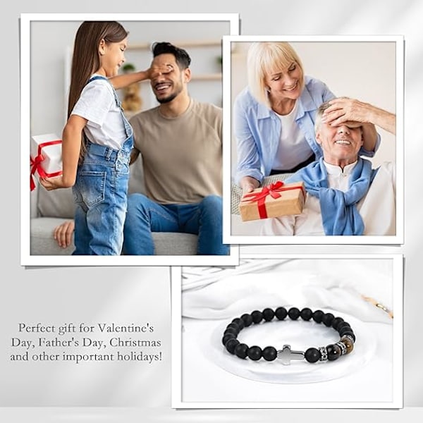 Herr armband i natursten - Present till honom pappa - Perfekt för alla hjärtans dag fars dag födelsedag årsdag och jul
