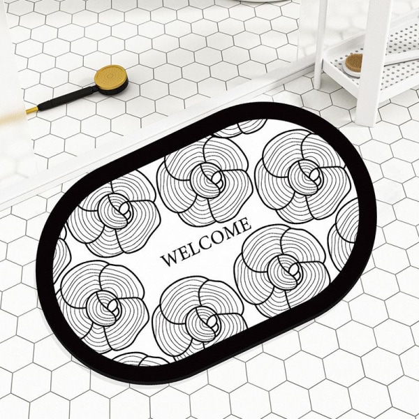 Husholdningsbadeværelse absorberende gulvmåtte, 60X90cm, badeværelsesindgang skridsikker måtte, toiletindgang fodmåtte, soveværelse badeværelse tæppe, hvid White 60*90cm