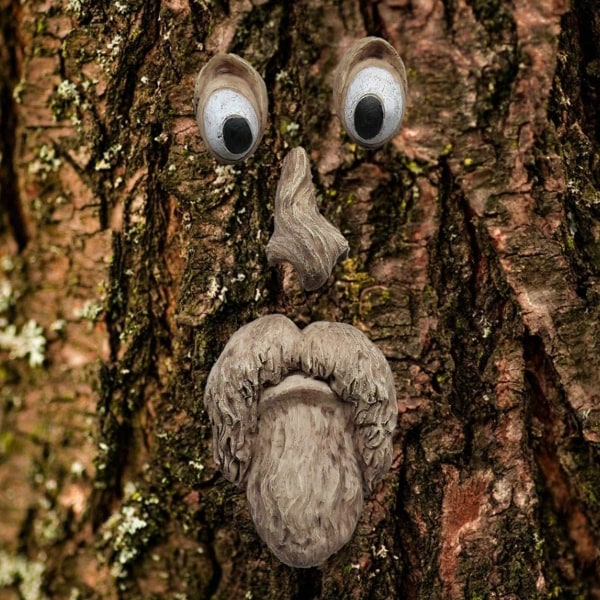 3D Old Man Tree Face Art Ornaments - Funny Whimsical Tree Face Sculpture - Garden Decor