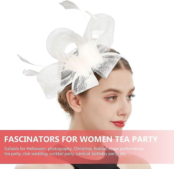 Fascinator-hiusklipsi, kukkahuntu, panta, cocktail-teekutsupanta, flapper Beige