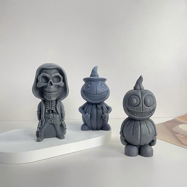 3D Græskar Harpiksform Halloween Kranie Lysforme DIY Håndværk Silikone Håndlavet Lysfremstillingsform Epoxy Støbeværktøj