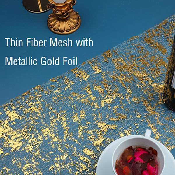 Glitter Metallic Guld Bordløber 11 Tommer x 49 Fod Tommer Tynd Mesh Sparkle Bordløber Rulle Borddekorationer til Bryllup Brudebruser