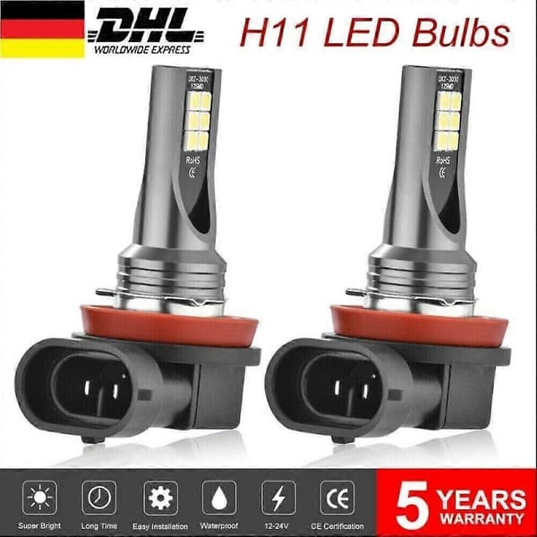 2X H11 H8 LED 6500K Sumuvalosarja Polttimo Canbus Lamput Xenon DHL
