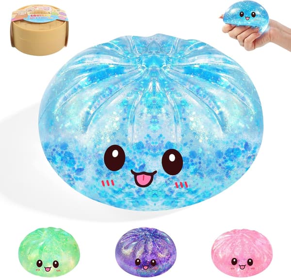 Glitter Sugar Dumpling Squishy Mystery Box, Bao Bun Klemmelegetøj, Stressaflastende Legetøj (Blå) robin blue