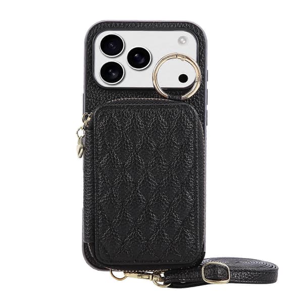 Smart Lychee-tekstureret PU-læder Crossbody Pungcover Kompatibel med iPhone 17 Pro Max