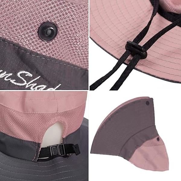 Dam solhatt med hästsvans, safari, solhatt i mesh med bred brätte, UV-skydd, utomhus, hopfällbar strandhatt, sommarfiskehatt