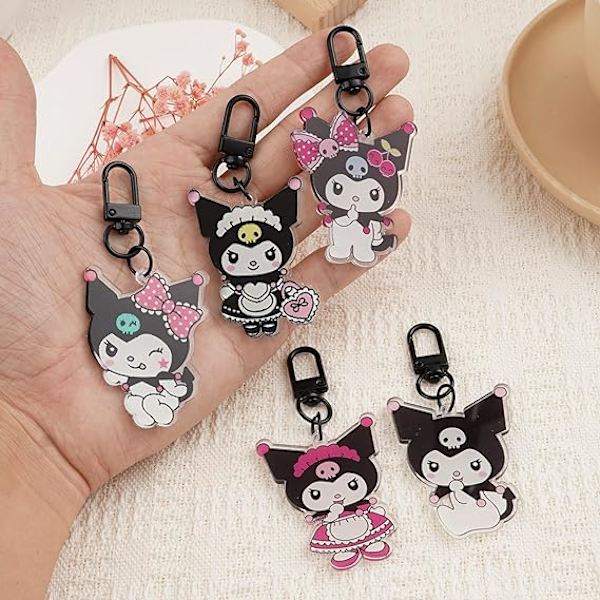 Cartoon Keychain Set Anime Keychain Kitty Key Ring Set Pink Teen Färgglad Akryl Nyckelring för Flicka