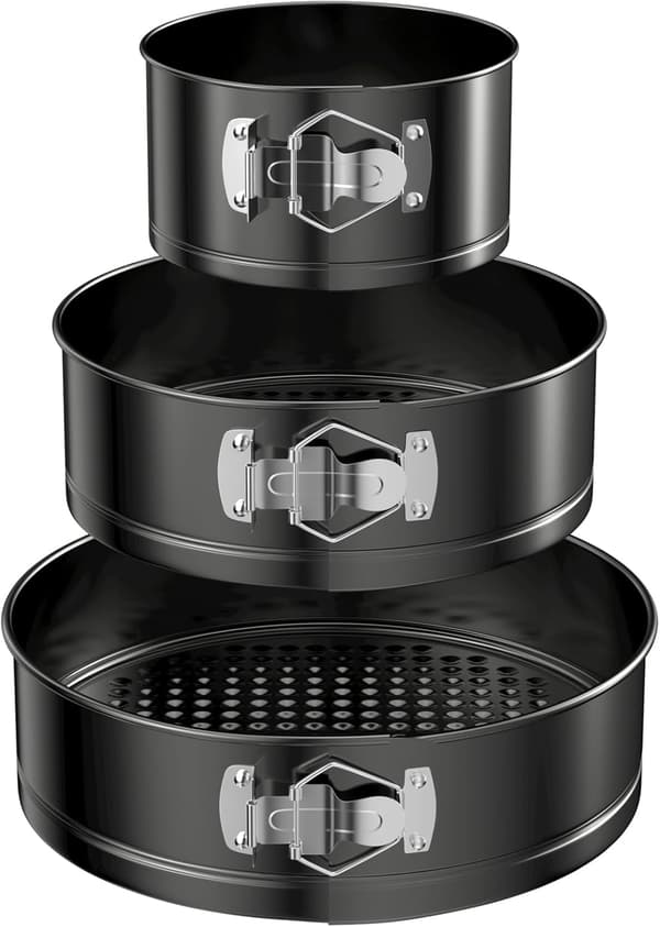 3 stk. Runde Springforme, 12/18/22 cm Runde Kageforme, Non-Stick Sæt Rustfrit Stål Springforme Aftagelig Bund