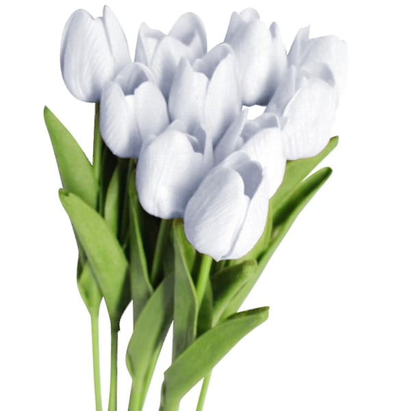 10 stk/sett Kunstige Tulipaner Blomster Hjem Bryllupsfest Dekor Gave Foto Prop Mörklila