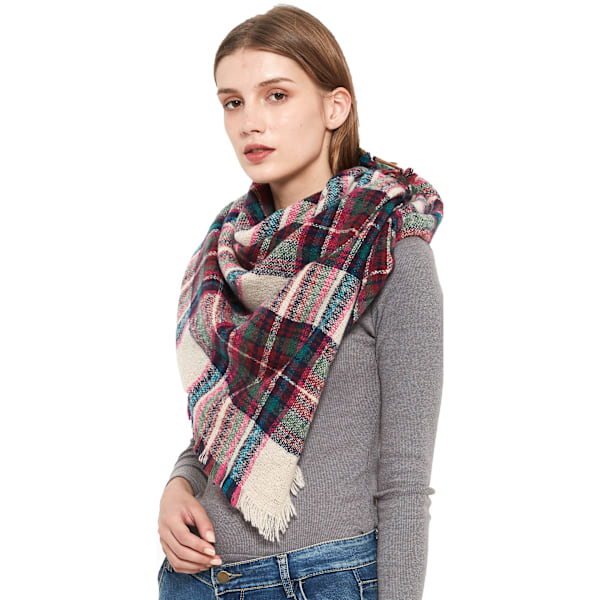 Mode Vinter Varmt Stort Tartan Tæppe Plaid Sjal SJ-01# Old camel color 135x135x200cm