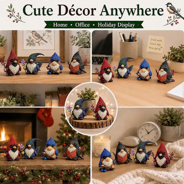 3D Perlebesat Sæsonbestemt Nisse DIY-sæt, 4-delt Håndværkssæt til Begyndere A