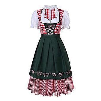 Oktoberfest Ølservitrice Kostume Cosplay Maskerade Bayersk Traditionel Dirndl Kjole til Dame (S Mørkegrøn)