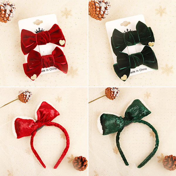 Julglitter Julhårband Söt Renbåge Rosett Hårprydnad Hårnål för Jul Fest Hår Tillbehör (Rosett)