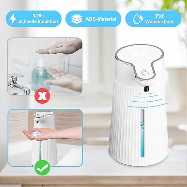 Automatisk sæbedispenser, automatisk vægmonteret sæbedispenser, 400 ml USB genopladelig elektrisk sæbedispenser