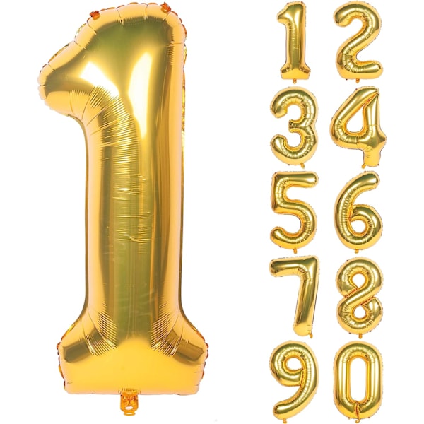 2 stk 40 tommers gullsifrede heliumfolie bursdagsfestballonger (gull 1)