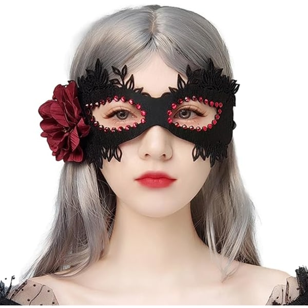 Halloween Svart Maskerad Mask för Kvinnor Spindel Halv Ansiktskostym Mask Fancy Klänning Ögonmask Slöja till jul Halloween Cosplay Party Girls Kvinnor