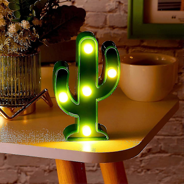 2 Stykker Led Kaktus/ Flamingo Lys Kaktus Flamingo Dekor Søt Bord Nattlampe Led Nattlys Mini Soveromslampe For Barnerom Soverom Party
