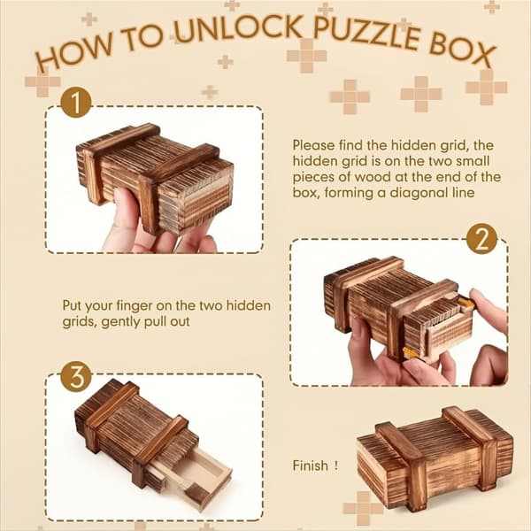 Mysterious Magic Wooden Box – Jewelry Box with Puzzle and Hidden Compartment