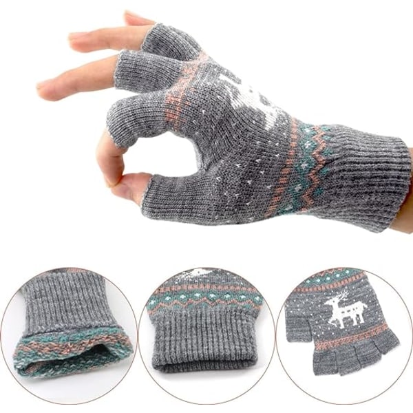 Unisex Vinter Halvfinger Hansker Varme Vinter Fingerløse Touchscreen Hansker Stretchy Strikket Skrivehansker