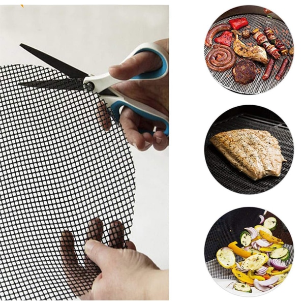 3 stk BBQ Grill Mesh Matte Non Stick Grillark Liners Grillmatter Nonstick Fisk Grønnsak Røyking Tilbehør Gass-Brun